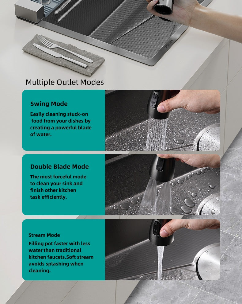 Jittgo waterfall 304stain steel single nano kitchenisnk JT-N95