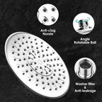 Round Rainfall Shower Head Combo