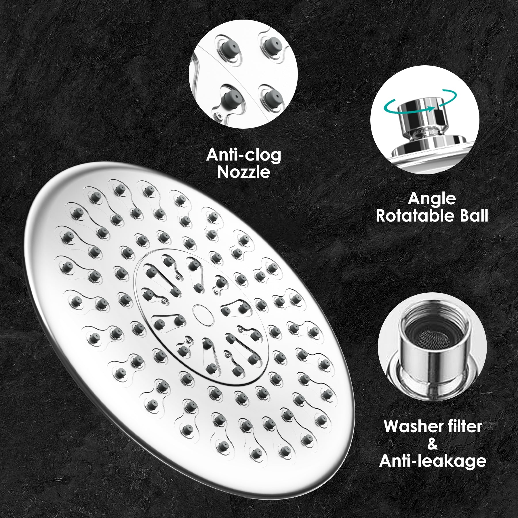 Round Rainfall Shower Head Combo
