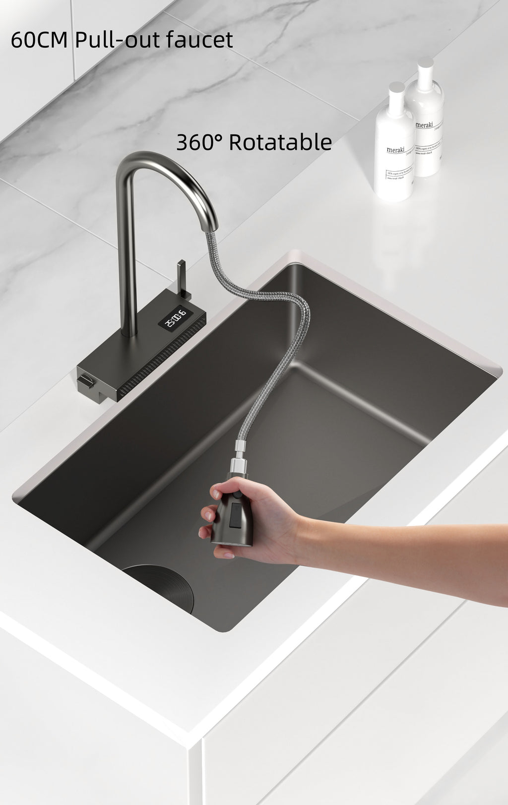 Jittgo thicken nano stainless steel waterfall single kitchen sink JT-N60