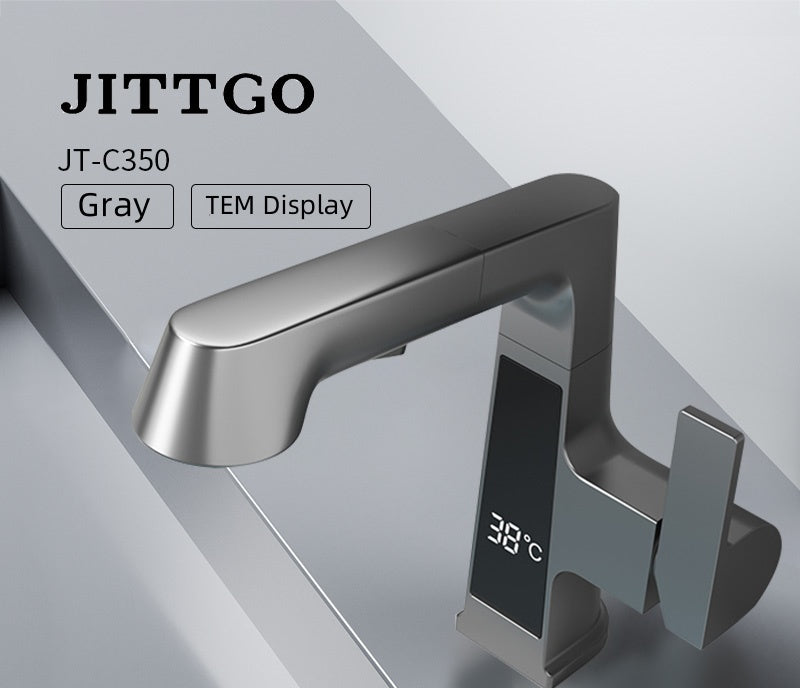 Jittgo Single-Hole Pull-Out Faucet with Temperature Display C350