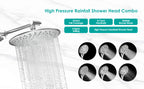 Round Rainfall Shower Head Combo