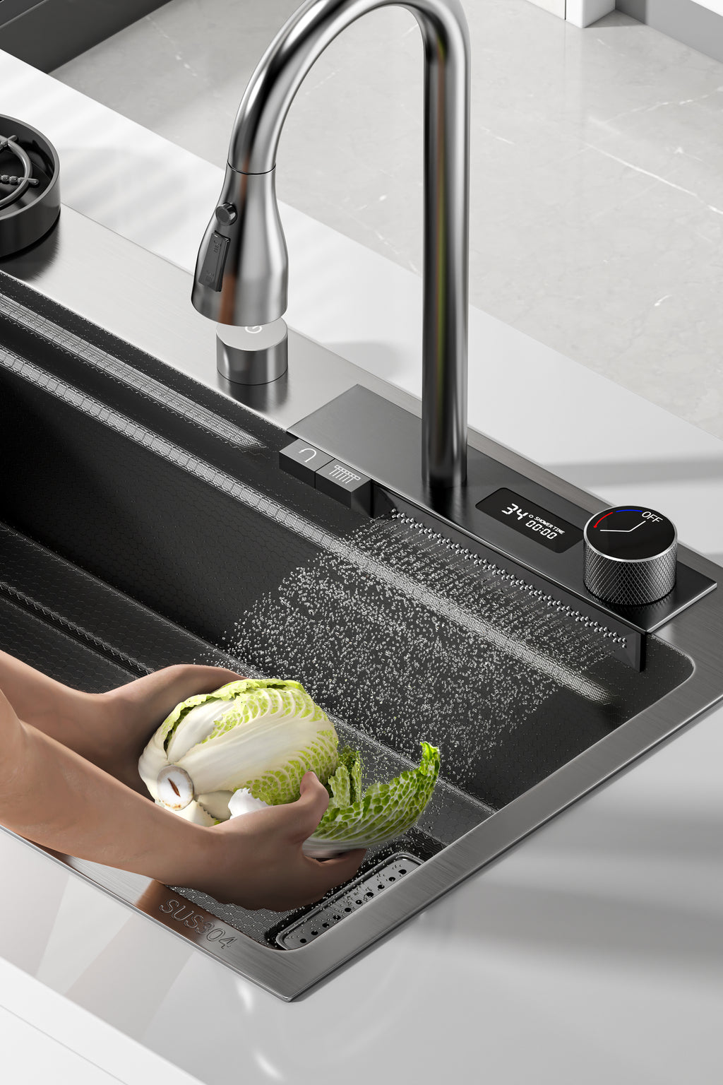 Jittgo waterfall 304stain steel single nano kitchenisnk JT-N95