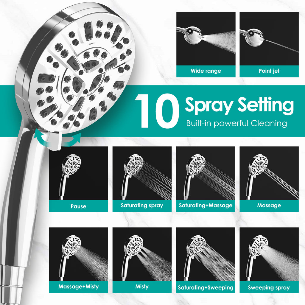 Square Rainfall Shower Head with Magnetic Handheld Combo