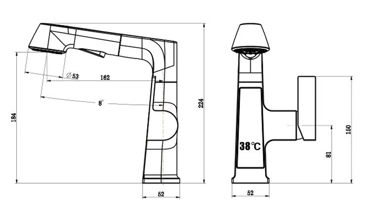 Jittgo Single-Hole Pull-Out Faucet with Temperature Display C350