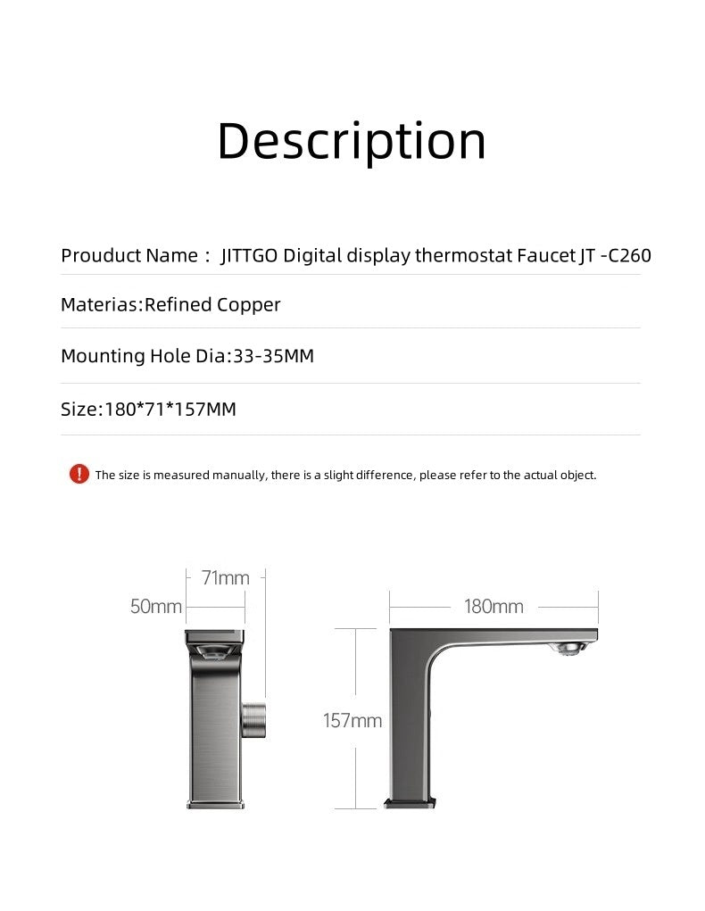 Jittgo Single-Hole Digital display thermostat Faucet JT -C260