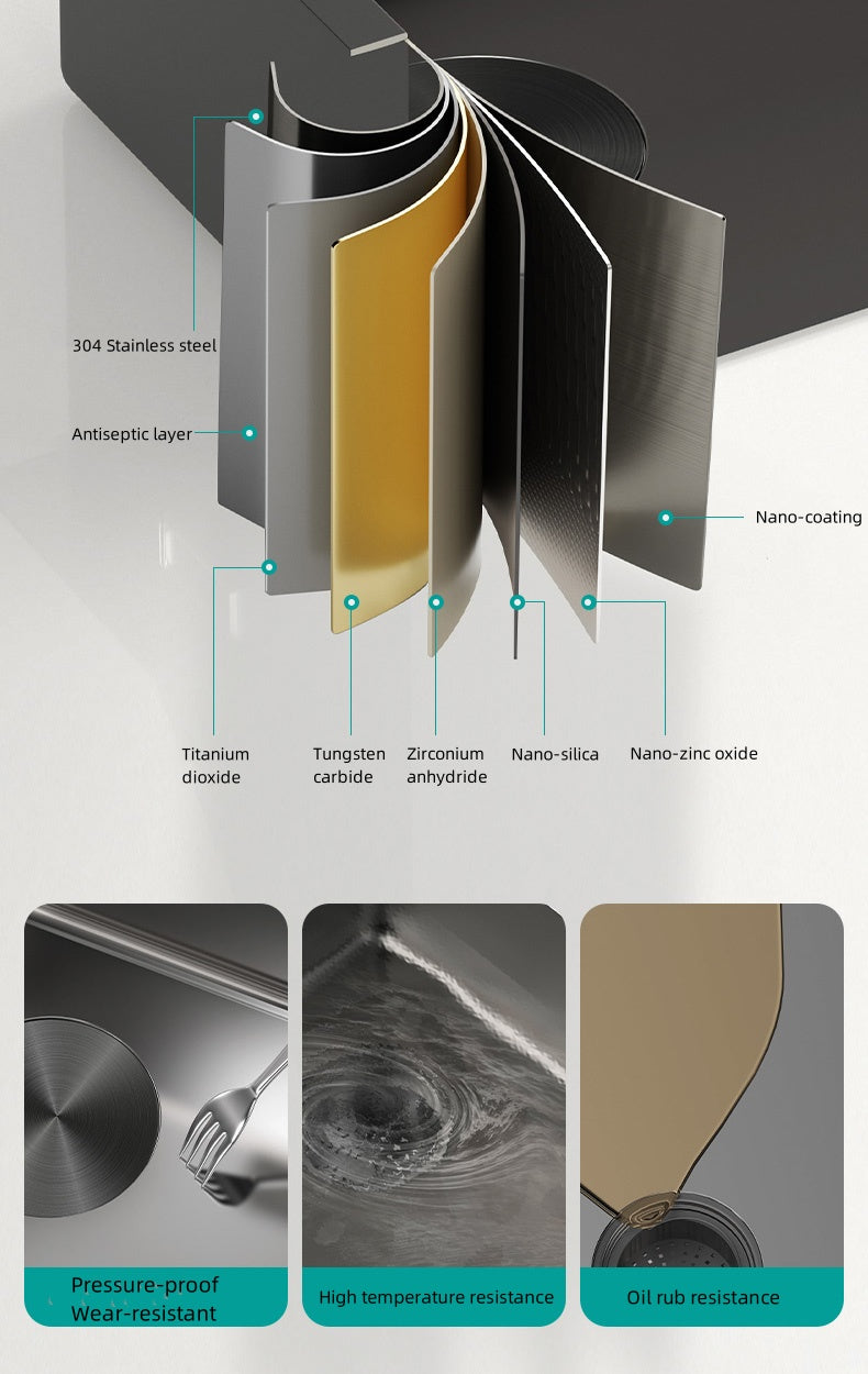 Jittgo thicken nano stainless steel waterfall single kitchen sink JT-N60