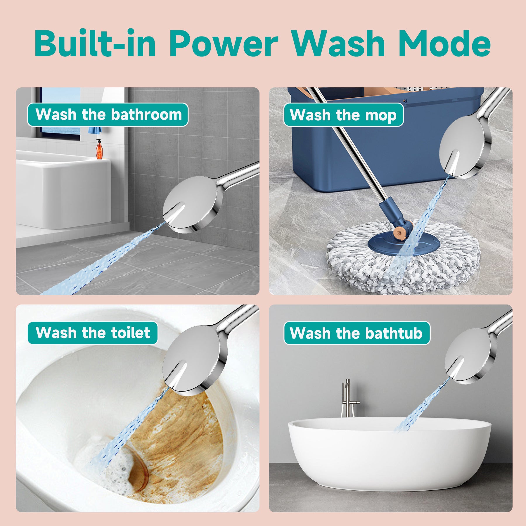 Filtered Headheld Shower Head，Chrome -White