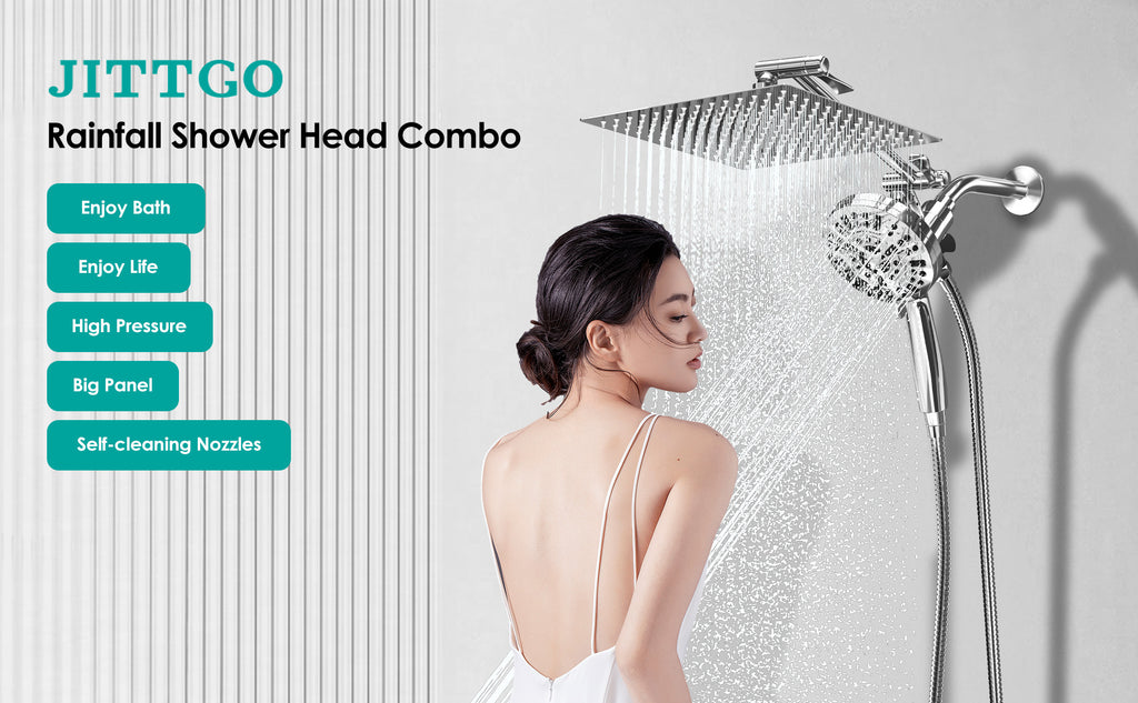 Square Rainfall Shower Head with Magnetic Handheld Combo