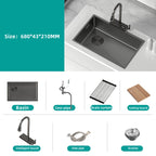 Jittgo thicken nano stainless steel waterfall single kitchen sink JT-N60