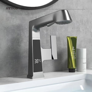 Jittgo Single-Hole Pull-Out Faucet with Temperature Display C350