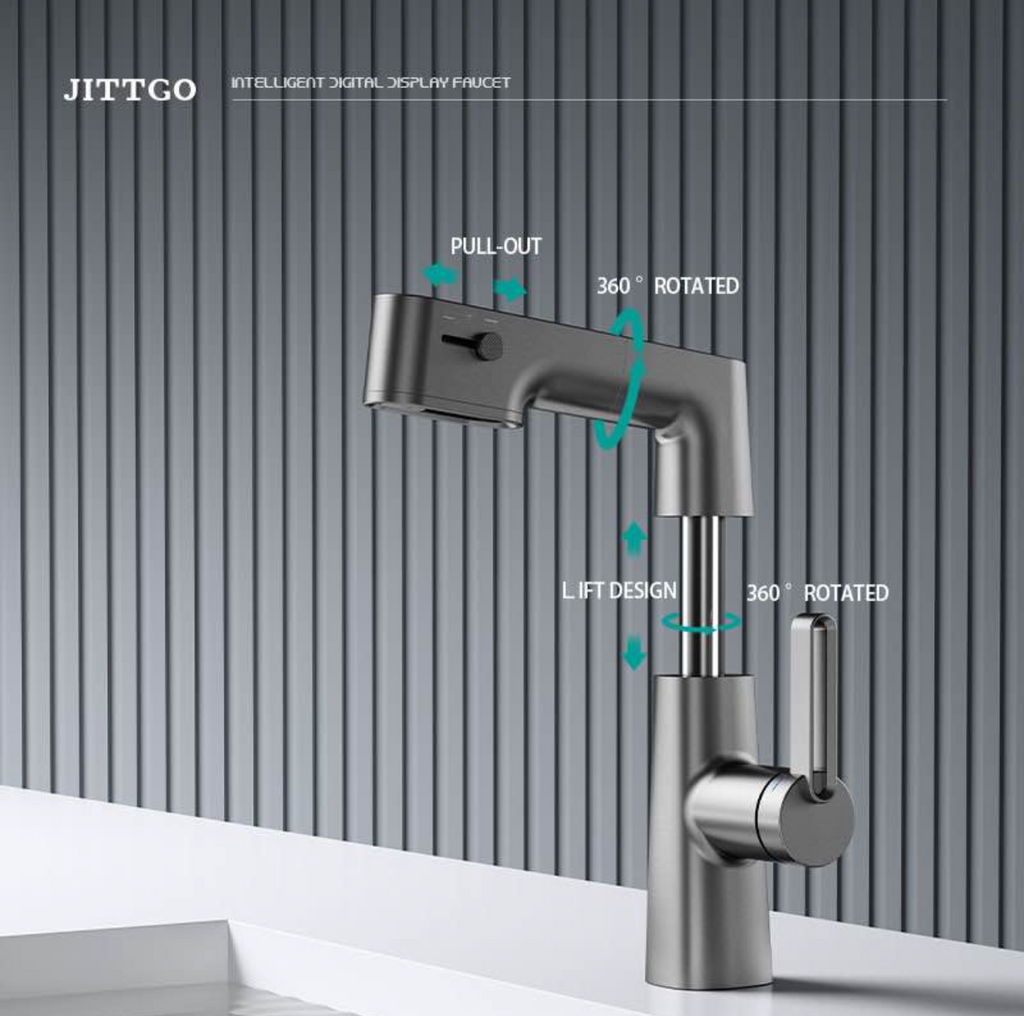 Jittgo Single-Hole Pull-Out Faucet with Temperature Display G450