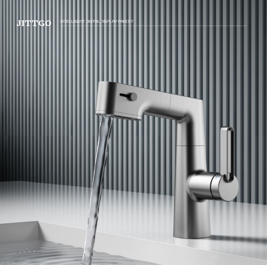 Jittgo Single-Hole Pull-Out Faucet with Temperature Display G450