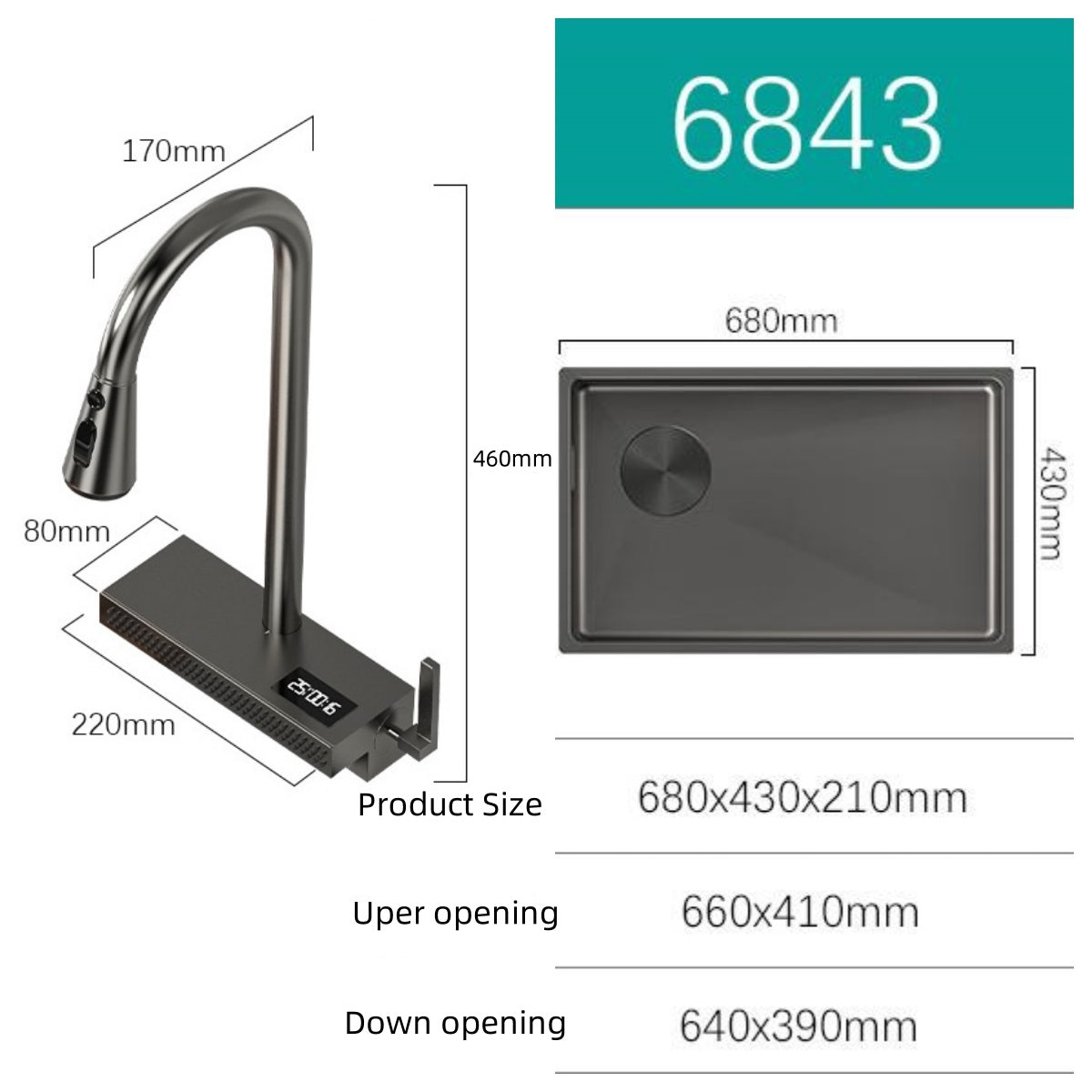 Jittgo thicken nano stainless steel waterfall single kitchen sink JT-N60