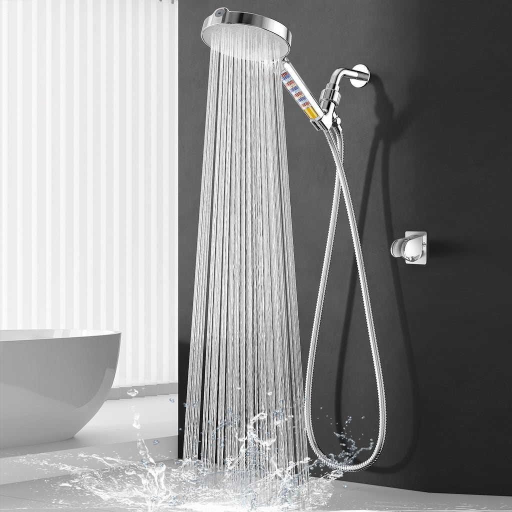 Filtered Headheld Shower Head，Chrome -White