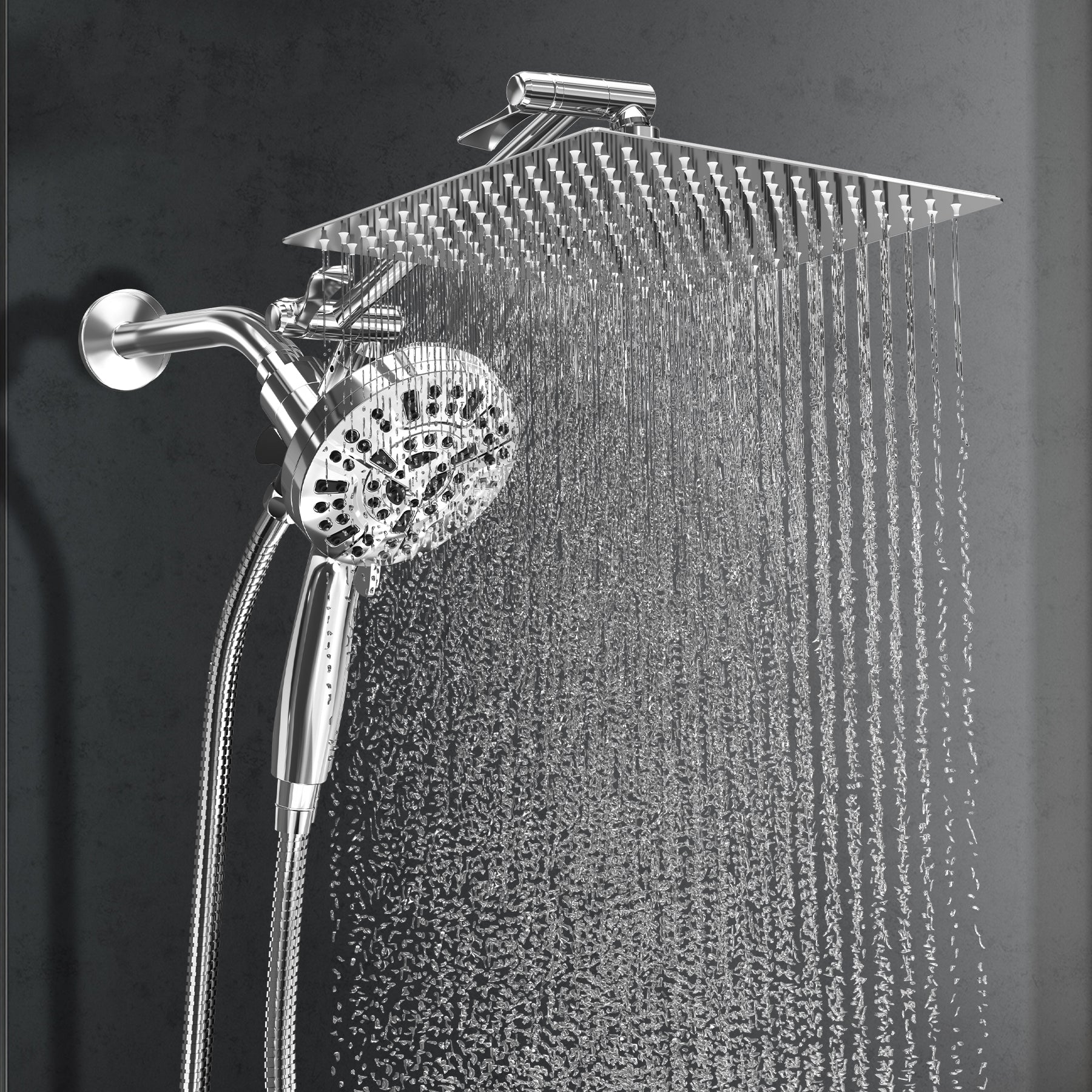 Square Rainfall Shower Head with Magnetic Handheld Combo