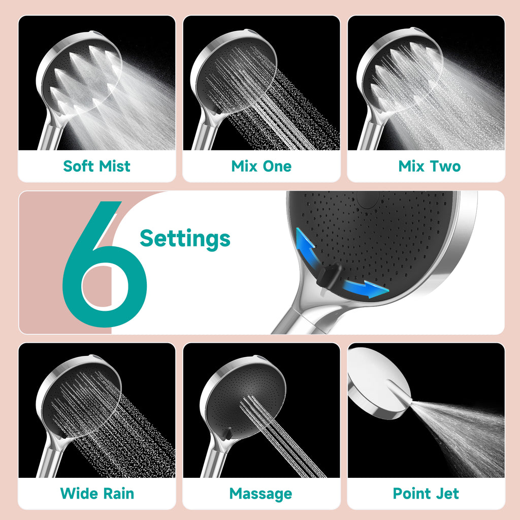 Filtered Headheld Shower Head，Chrome-Black