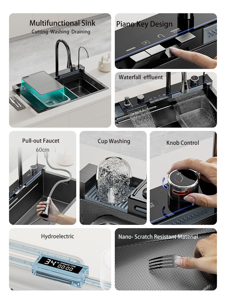 Jittgo nano  304 stainless steel waterfall single sink -N95P