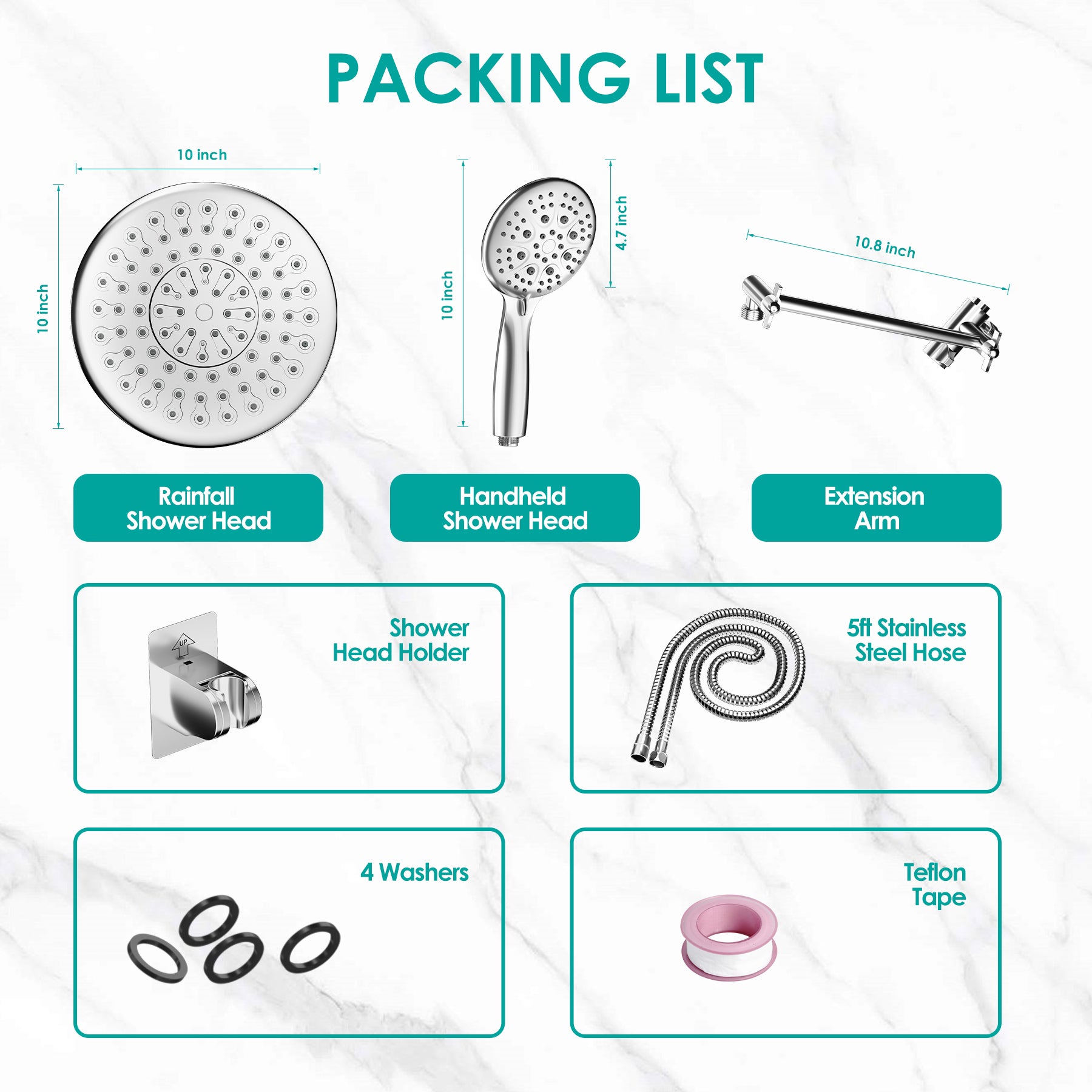 Round Rainfall Shower Head Combo