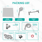 Square Rainfall Shower Head with Magnetic Handheld Combo