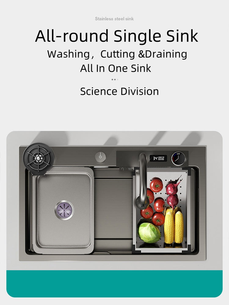 Jittgo waterfall 304stain steel single nano kitchenisnk JT-N95