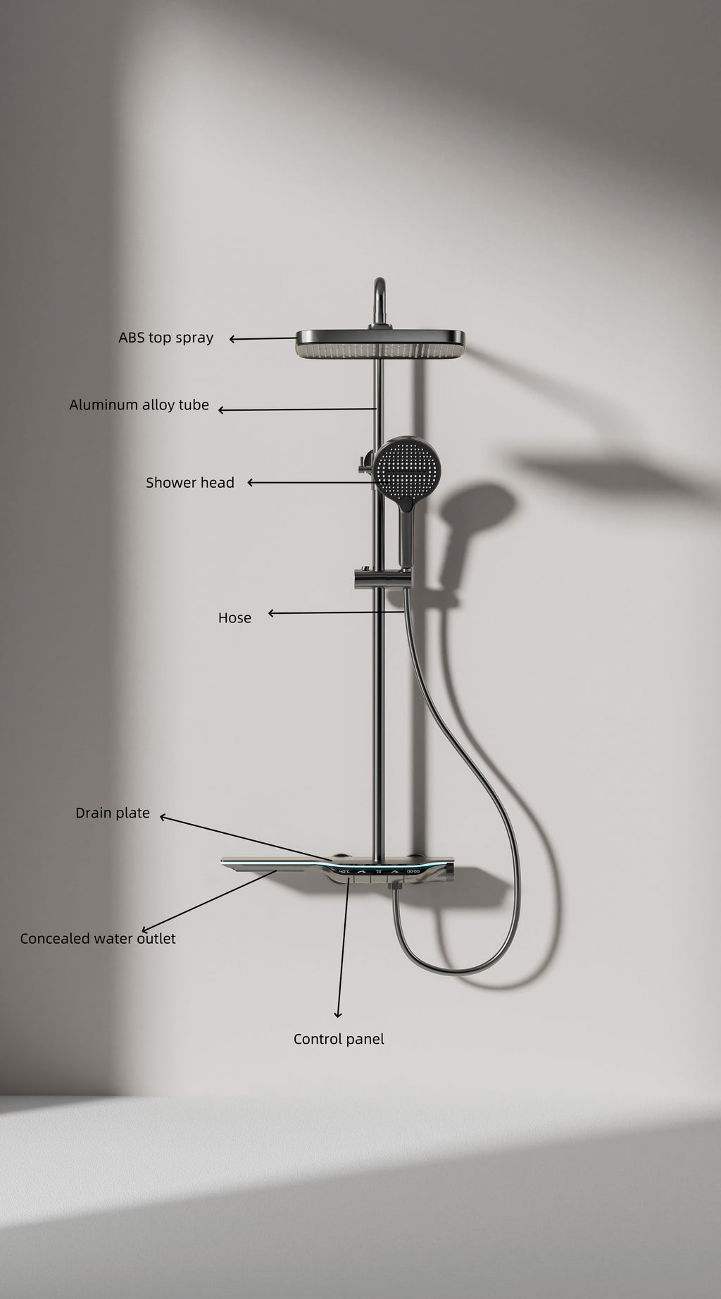 Jittgo Luxury shower system with piano key design E300H