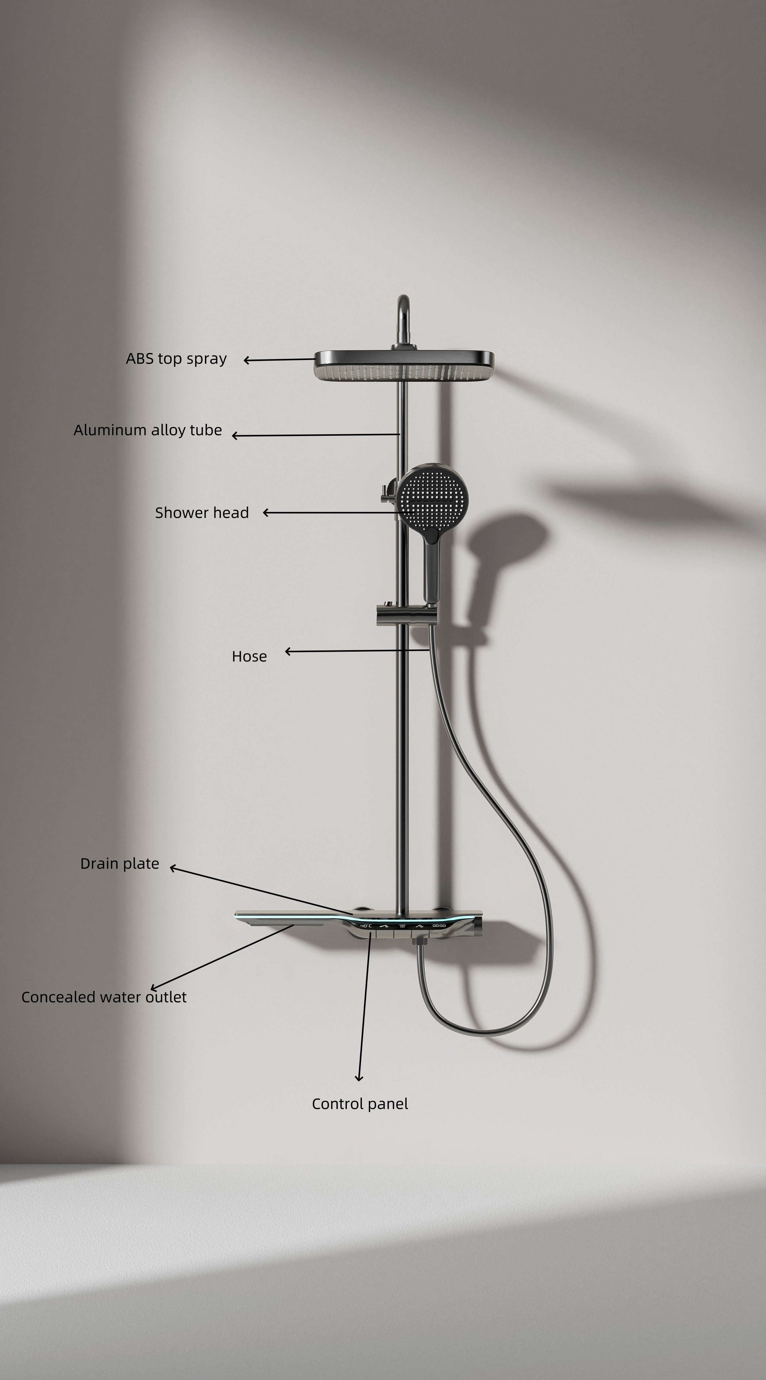 Jittgo Luxury shower system with piano key design E300H