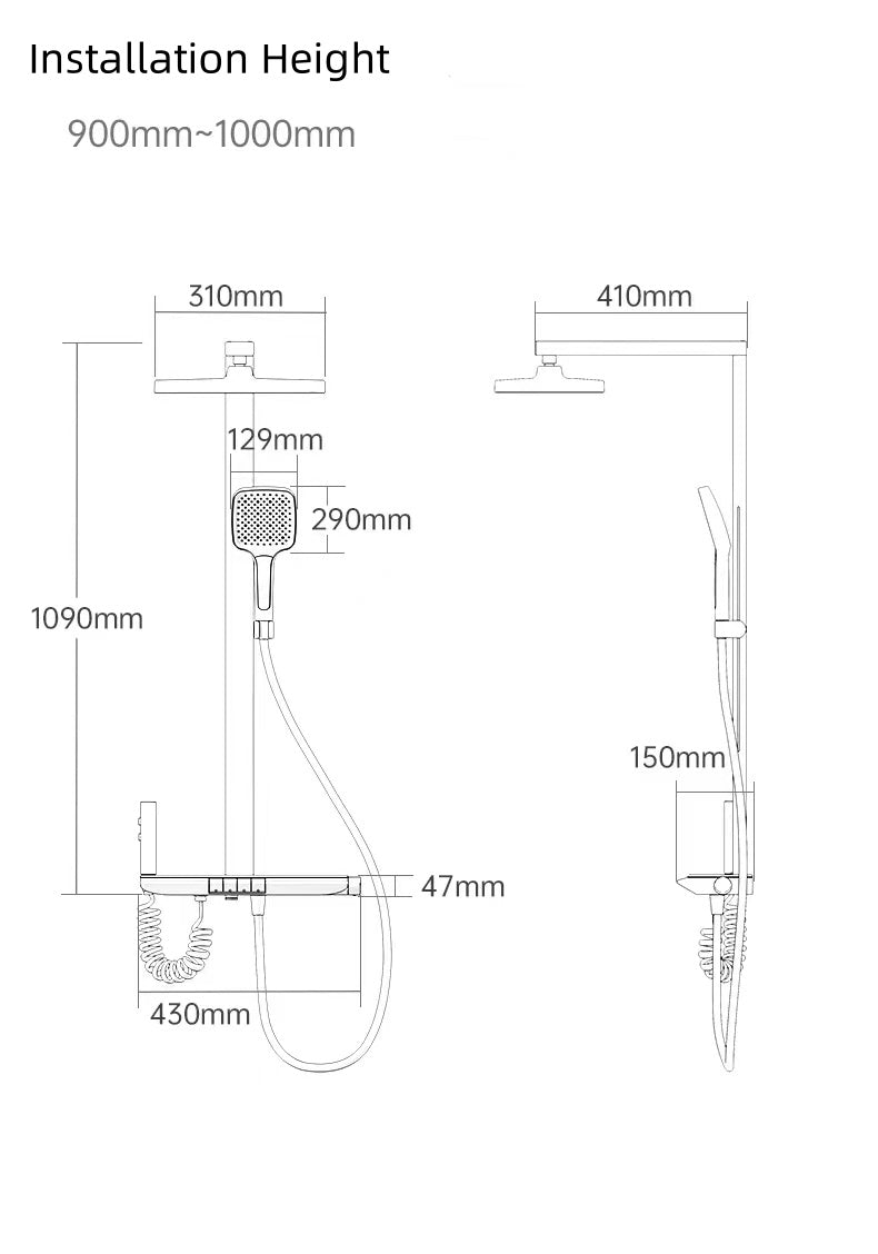 Jittgo intelligent thermostatic shower system with piano key design G70