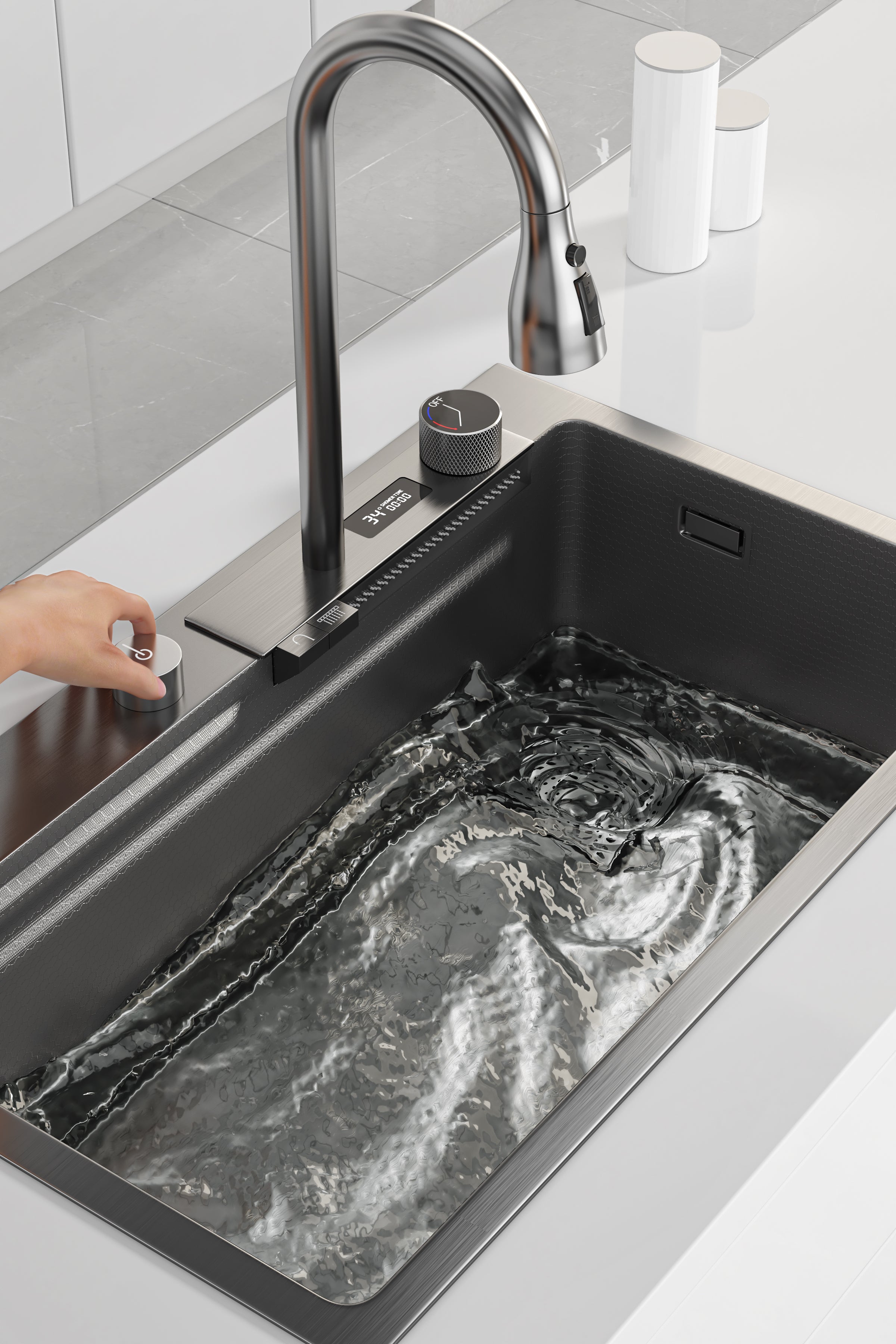 Jittgo waterfall 304stain steel single nano kitchenisnk JT-N95