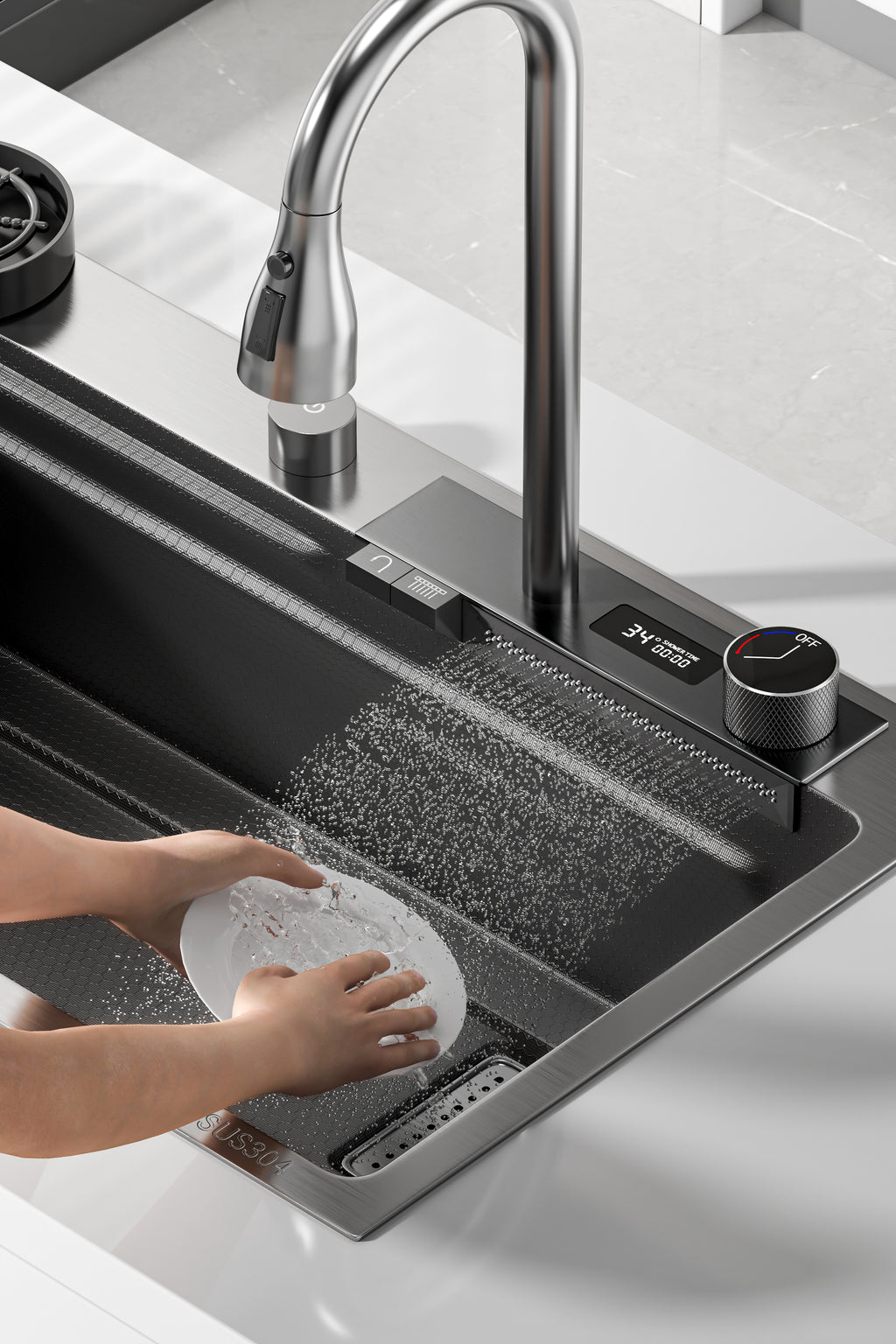 Jittgo waterfall 304stain steel single nano kitchenisnk JT-N95