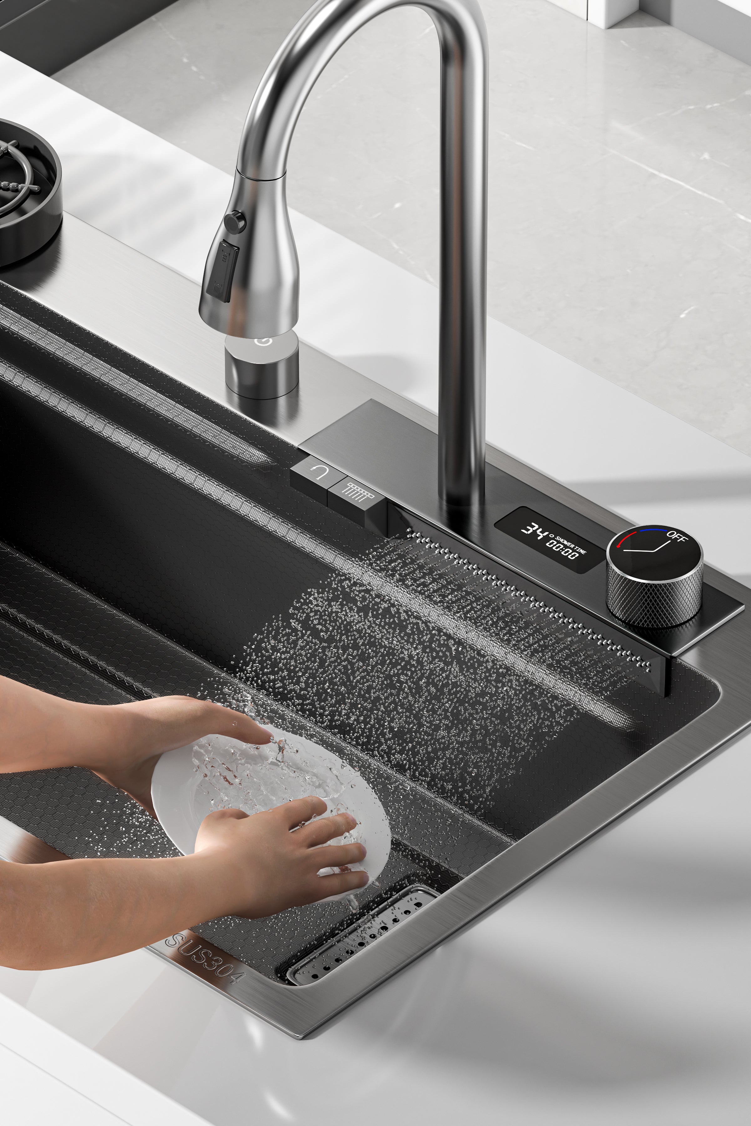 Jittgo waterfall 304stain steel single nano kitchenisnk JT-N95