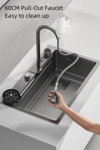 Jittgo waterfall 304stain steel single nano kitchenisnk JT-N95