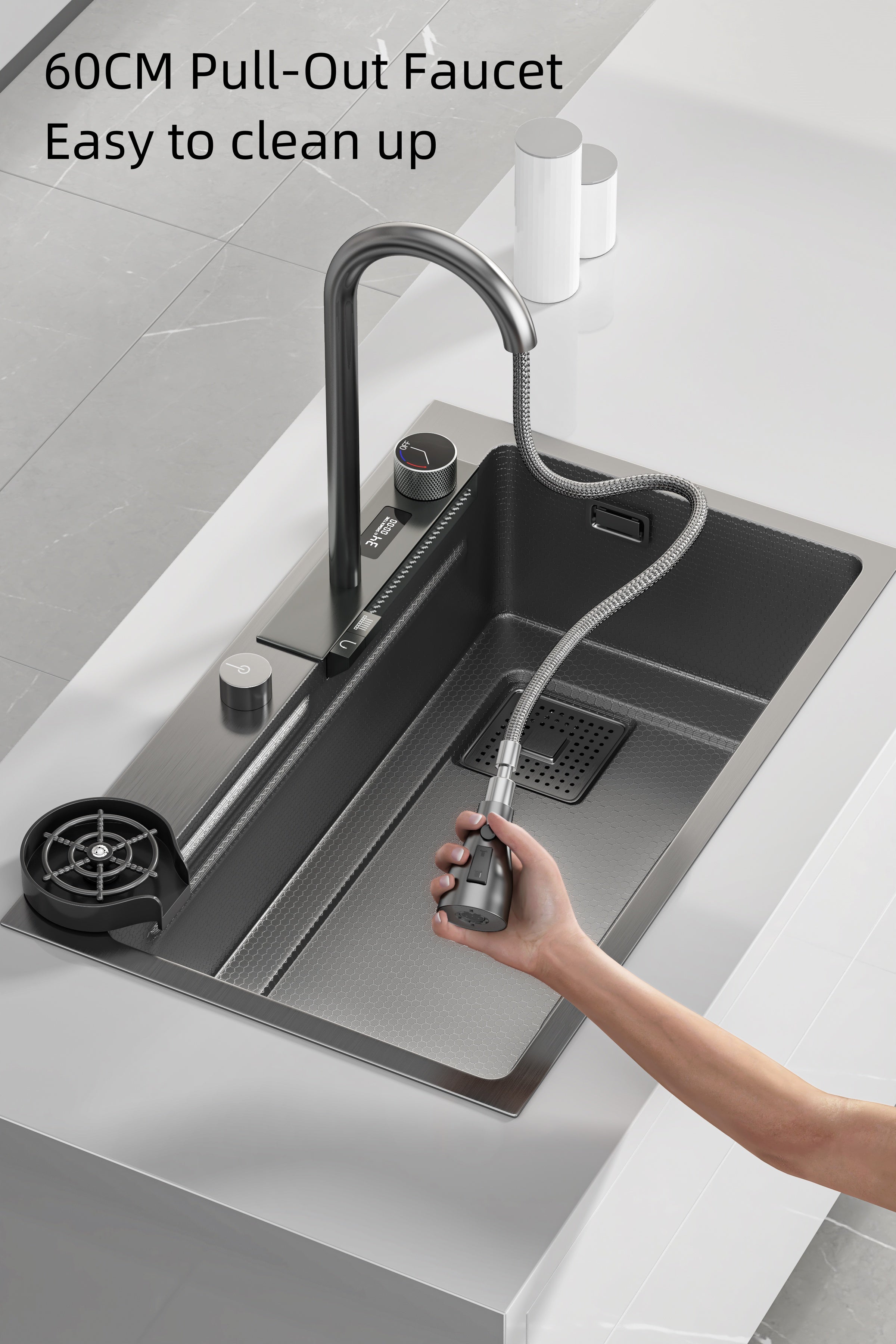 Jittgo waterfall 304stain steel single nano kitchenisnk JT-N95